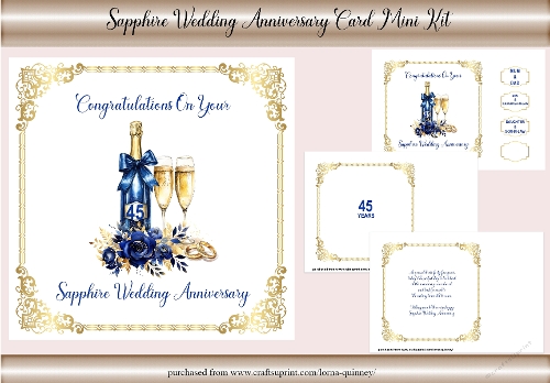 Sapphire Wedding Anniversary Card Mini Kit