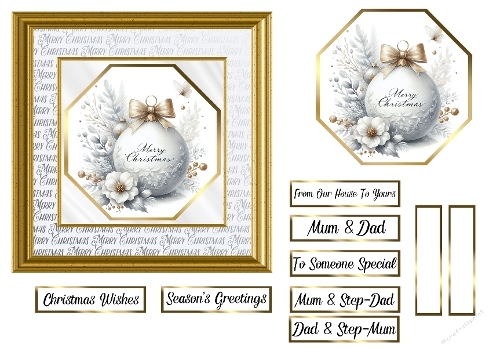 White & Gold Christmas Bauble Card