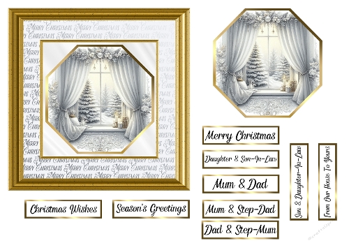 White & Gold Christmas Window Card