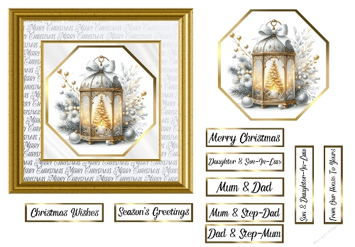 White & Gold Christmas Lantern Card