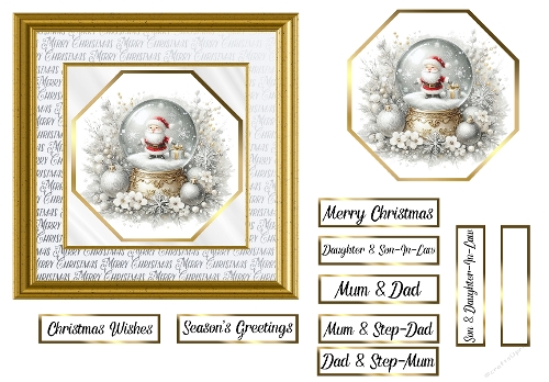 White & Gold Snow Globe Card