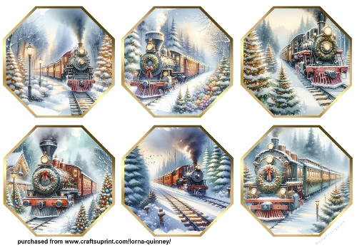Christmas Trains Octagonal Toppers