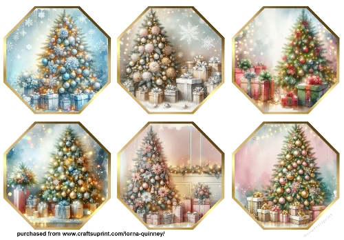 Christmas Trees Octagonal Toppers