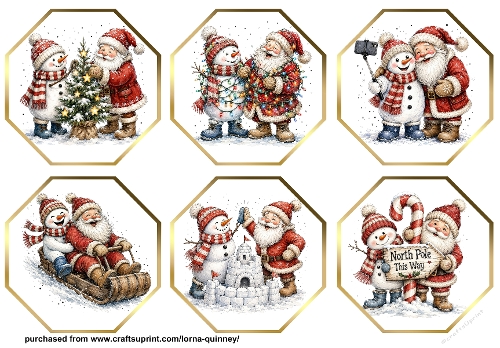 Santa & Snowmen Octagonal Toppers