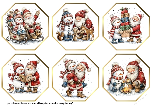 Santa & Snowmen Octagonal Toppers 2