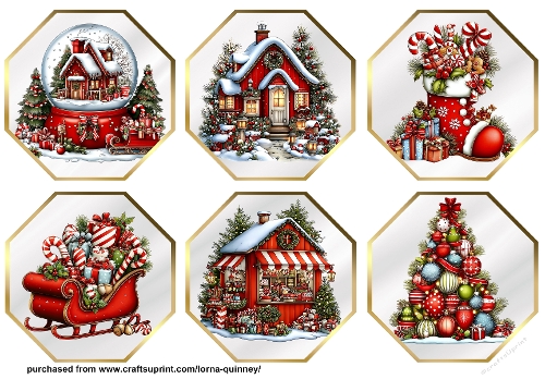 Whimsical Christmas Octagonal Toppers 1