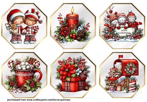Whimsical Christmas Octagonal Toppers 2