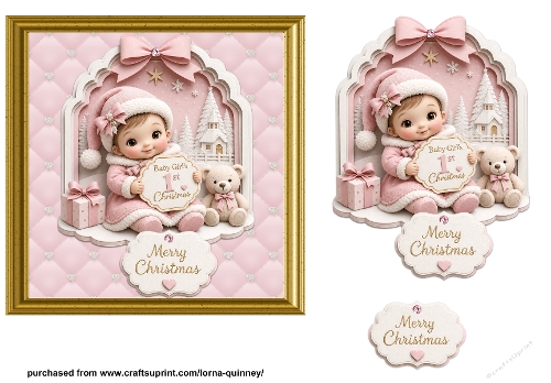 Baby Girls 1st Christmas Card 2