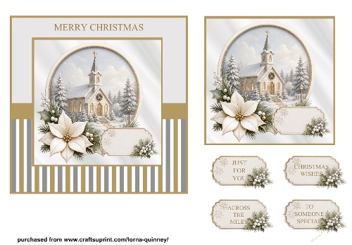 Church Scene Christmas Card 1