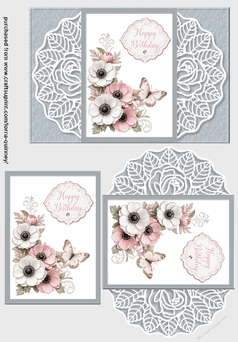 Pink & White Anemones Birthday Card
