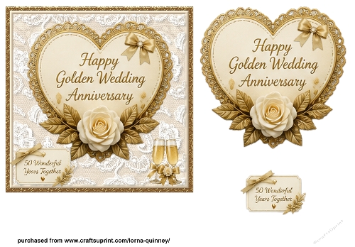 Gold & Lace 50th Anniversary Card Front