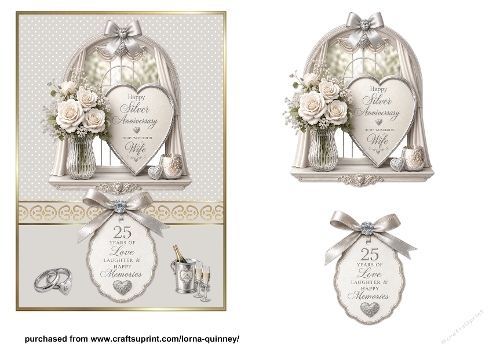 5x7 Silver Anniversary Card Front - Wife