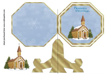 Christmas Church Scene Plate Card