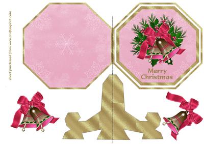 Pink Christmas Bells Plate Card