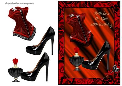 Red & Black Satin & Lace 40th Birthday