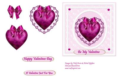 Cerise Satin Heart & Lace Valentine