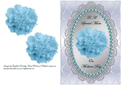 Blue & Silver Oval Carnation - Mothers Day