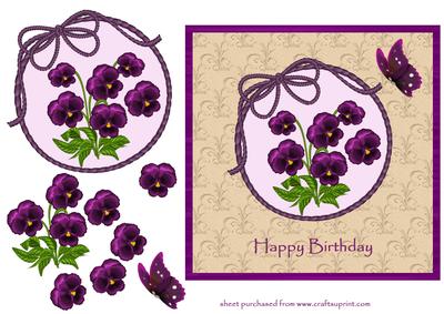 Pansies & Butterfly - Happy Birthday