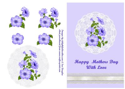 Blue Petunia on L:ace - Mothers Day