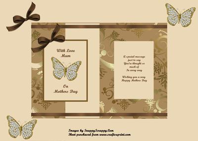 Diamond Butterfly Fold Back Card - Mothers Day