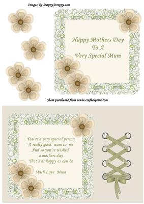 Green Lace & Beige Flowers - Mothers Day