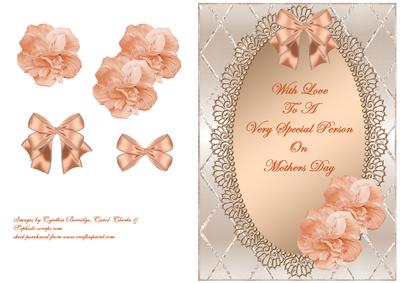Peach Flowers on Peach Oval Frame - Mothers Day
