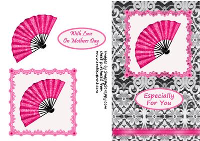 Pink Fan on Black Lace - Mothers Day