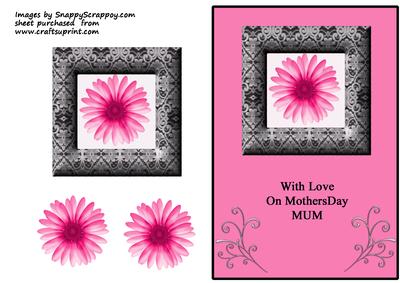 Pink Flower in Black Lace Frame - Mothers Day