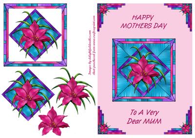 Pink Stained Glass Lily