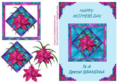 Pink Stained Glass Lily - Mothers Day Grandma