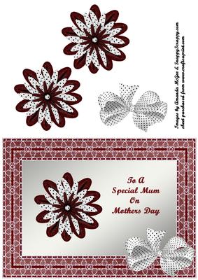 Red Lace Frame with Flower - Mothers Day