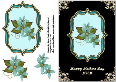 Teal Flowers in Bracket Frame - Mothers Day