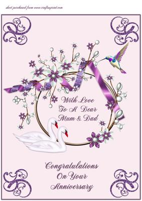 A4 Lavender Swans - Mum & Dad Anniversary