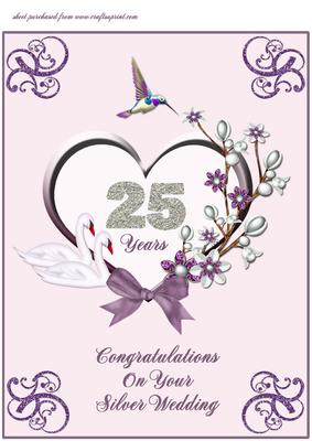 A4 Lavender Heart & Swans - Silver Wedding