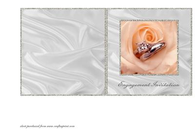 Peach Rose & Rings Engagement Invitation