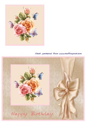 Roses & Butterflies - Happy Birthday