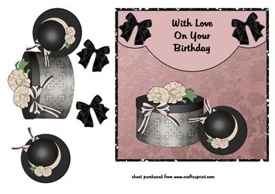 Black & Pink Hat & Hatbox - Happy Birthday