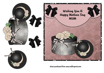 Black & Pink Hat & Hatbox - Mothers Day