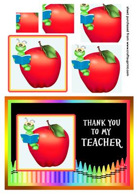 Apple & Bookworm Thank You to My Teacher