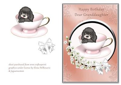 Puppy in Pink Teacup - Granddaughter