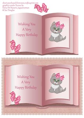 Kitten in Book - Happy Birthday