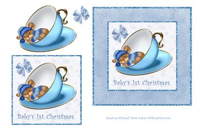 Christmas Mouse in Teacup Babys !st Christmas (boy)