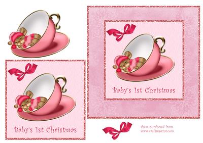Christmas Mouse in Teacup Babys !st Christmas (girl)