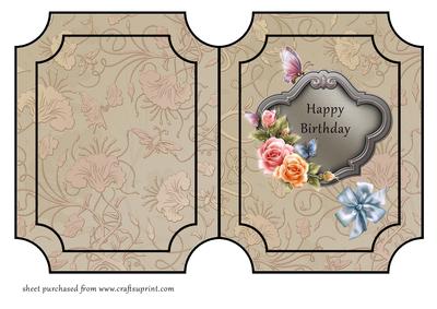 Roses & Butterflies Plaque Card - Happy Birthday