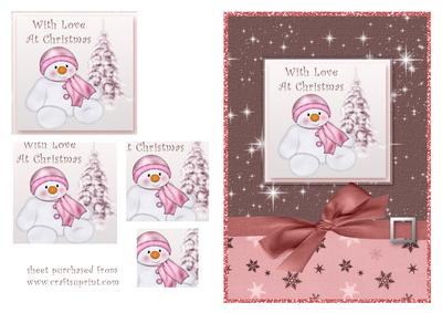 Snowman & Christmas Tree - Pink