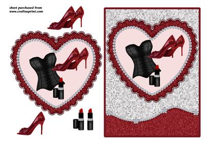 Corset in Lace Heart - Blank Card
