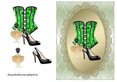 Green Corset - Blank Card