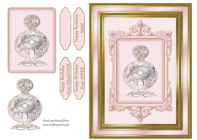 Perfume Bottle in Pink & Gold Frame