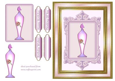 Perfume Bottle in Lilac & Gold Frame