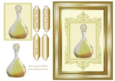 Perfume Bottle in Ivory & Gold Frame